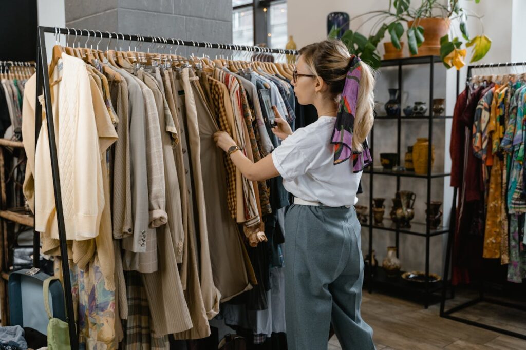 Woman Choosing Clothes in the Shop
